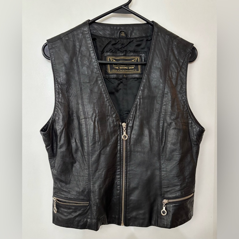 Rem Garson “the second skin” Black Leather Vest Size Large